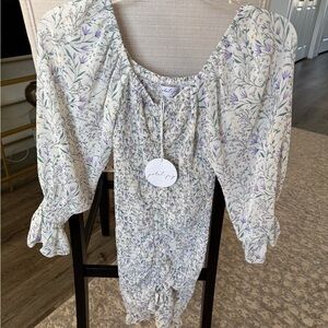 NWT Petal & Pup Frill Long Sleeve Off the Shoulder Ruched Bodycon Midi Dress, S
